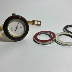 Authentic Gucci Interchangeable Watch with 4 color rings.